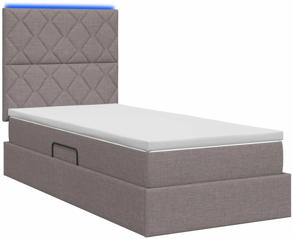 LED saugojimo lova su čiužiniu Taupe 90 x 200 cm Audinys