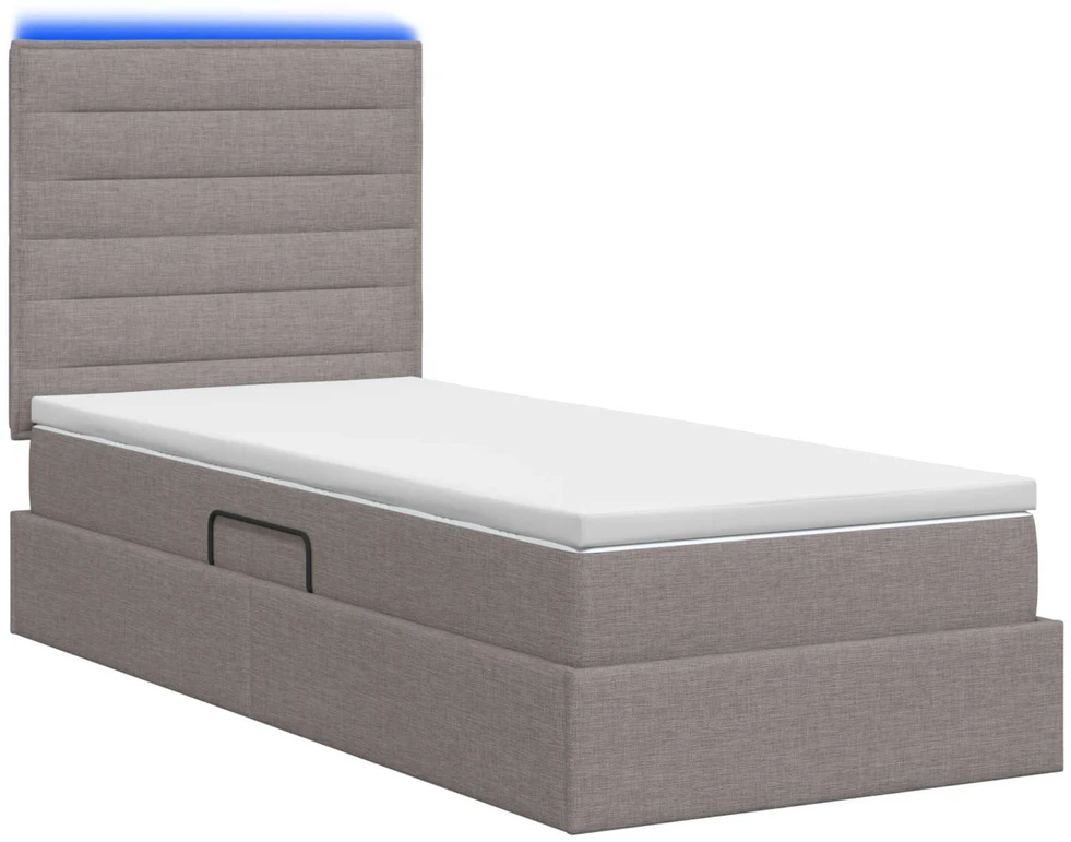 LED saugojimo lova su čiužiniu Taupe 90 x 190 cm Audinys