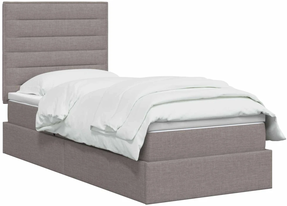 LED saugojimo lova su čiužiniu Taupe 90 x 190 cm Audinys