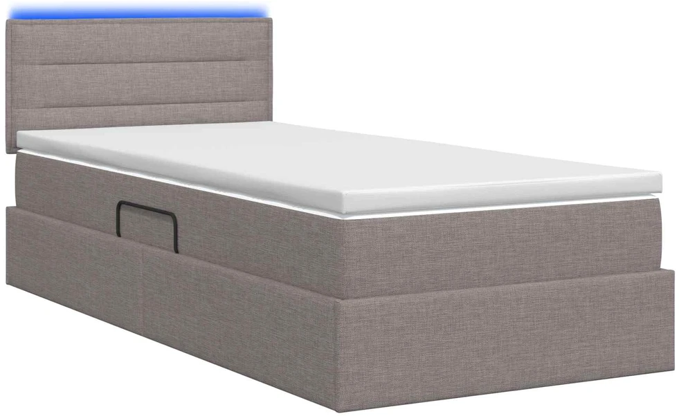 LED saugojimo lova su čiužiniu Taupe 90 x 190 cm Audinys