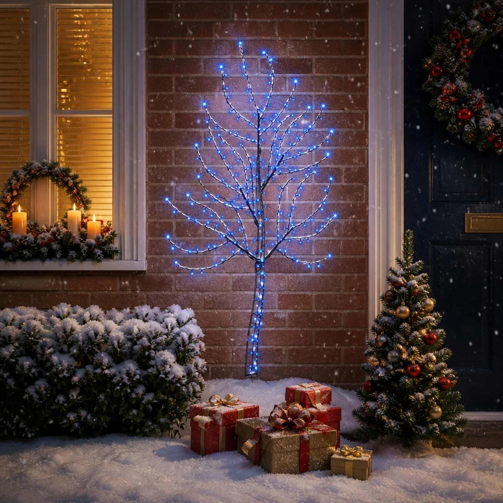 LED sieninė Kalėdų eglutė 150 cm 140 LED Mėlyna Plienas Juoda