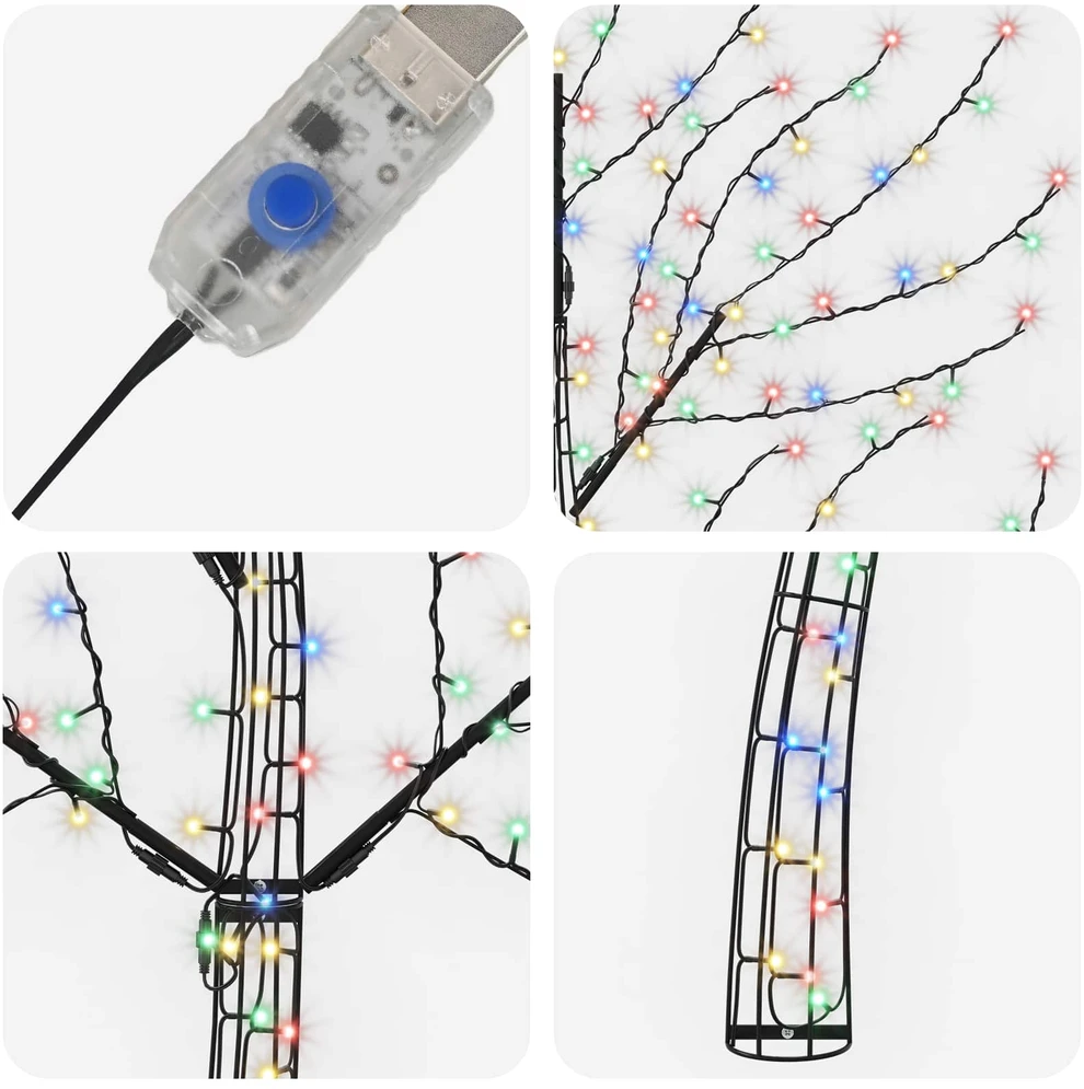 LED sieninė Kalėdų eglutė 180 cm 200 LED Įvairių spalvų Plienas