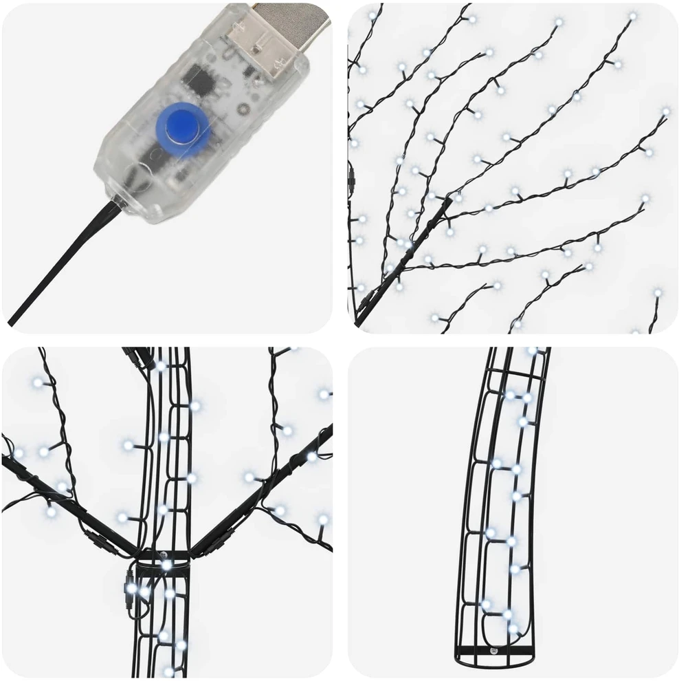LED sieninė Kalėdų eglutė 180 cm 200 LED Šalta balta Plienas