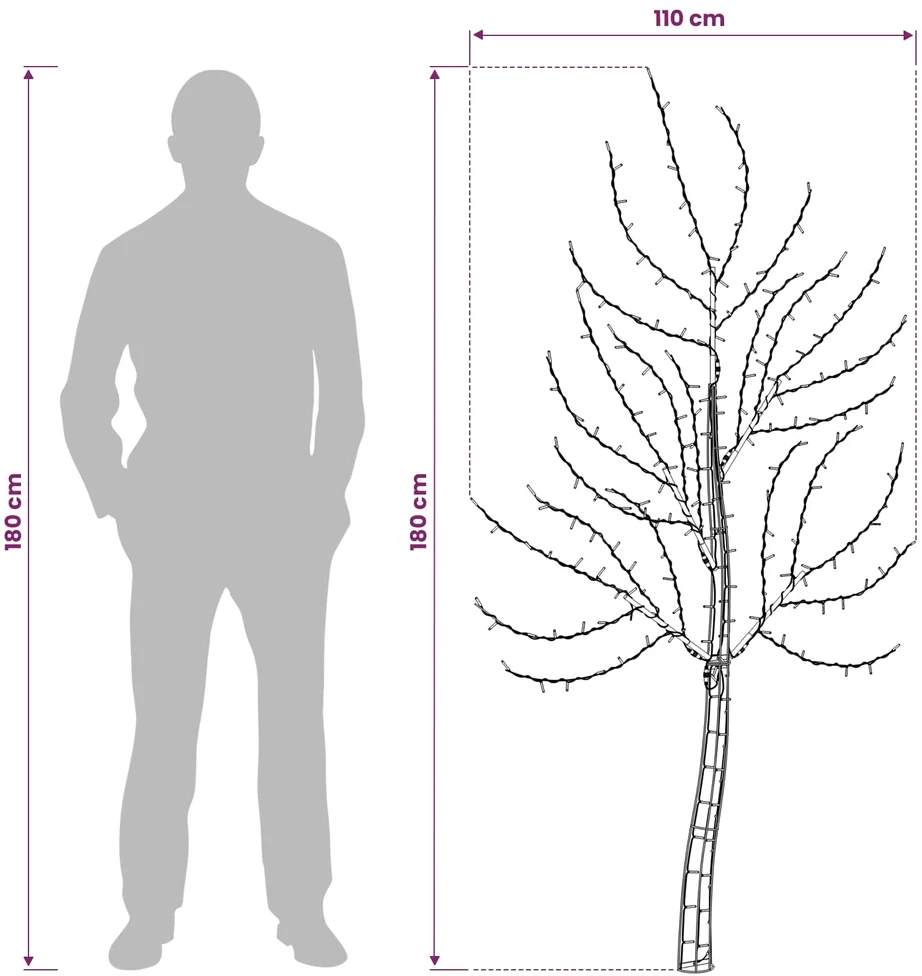 LED sieninė Kalėdų eglutė 180 cm 200 LED Įvairių spalvų Plienas