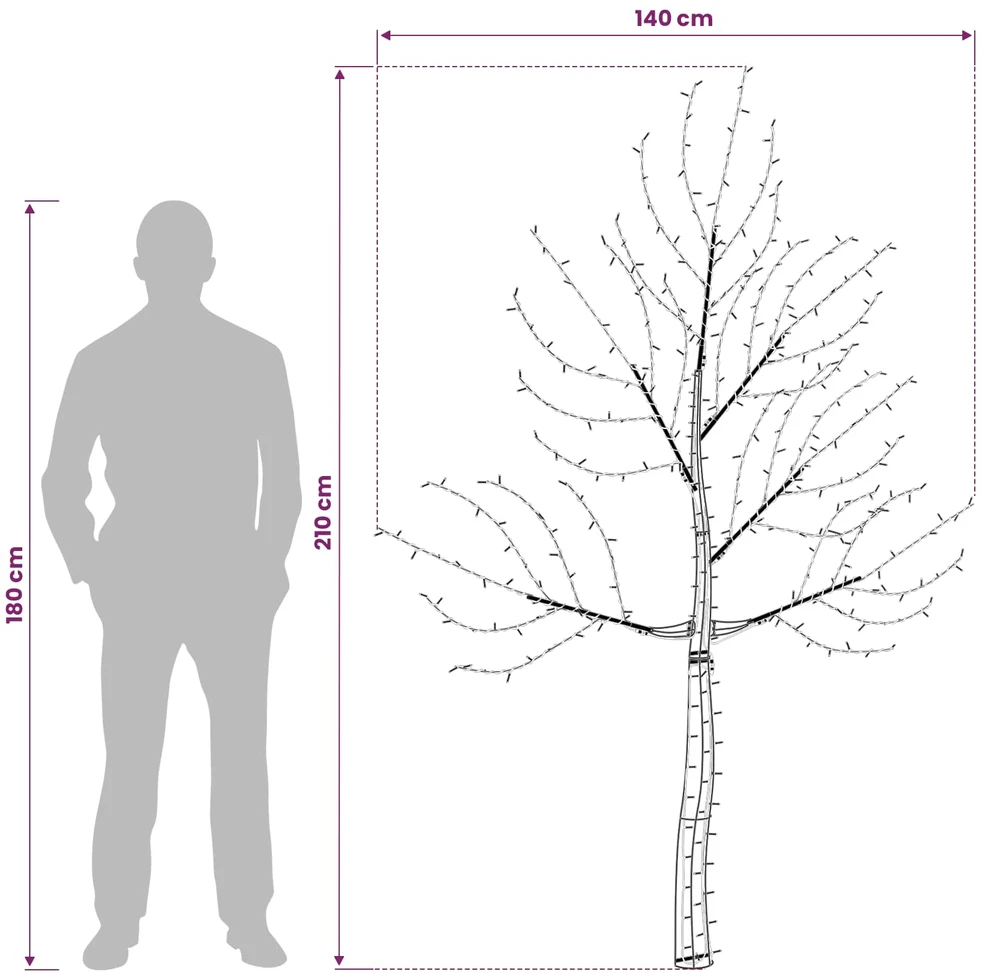 LED sieninė Kalėdų eglutė 210 cm 312 LED Mėlyna Plienas Juoda