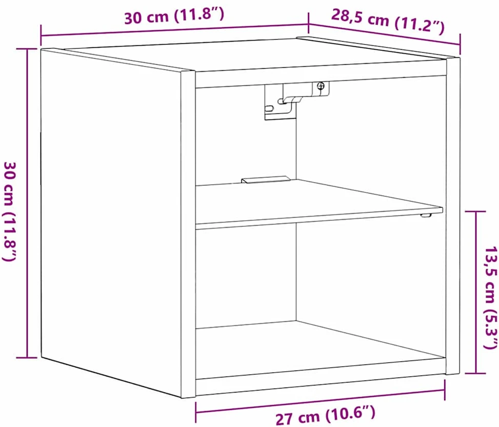 TV staliukas LED sieninis šoninis stalelis Juoda 30 x 28,5 x 30 cm