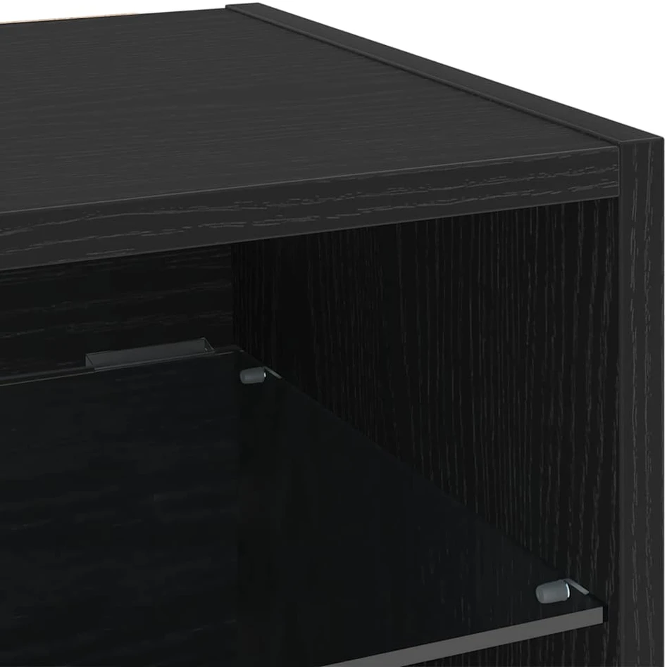 TV staliukas LED sieninis šoninis stalelis Juoda 30 x 28,5 x 30 cm