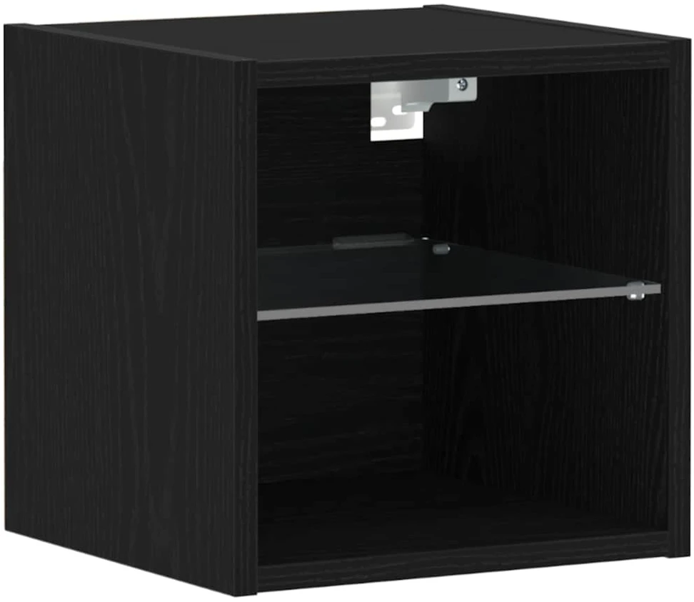 TV staliukas LED sieninis šoninis stalelis Juoda 30 x 28,5 x 30 cm