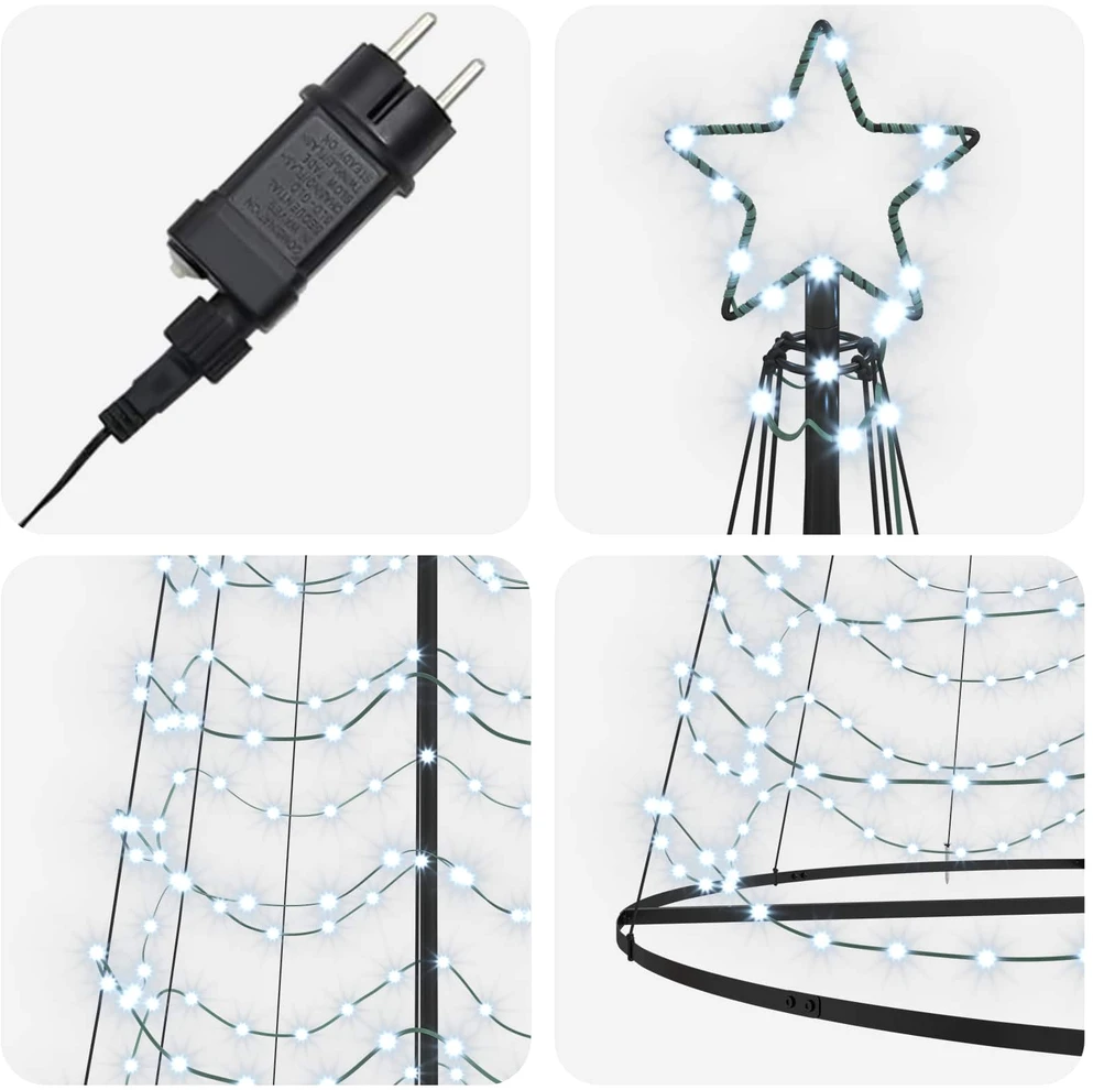 LED spiralinė Kalėdų eglutė su pagrindu EKENAS 500 cm 868 LED
