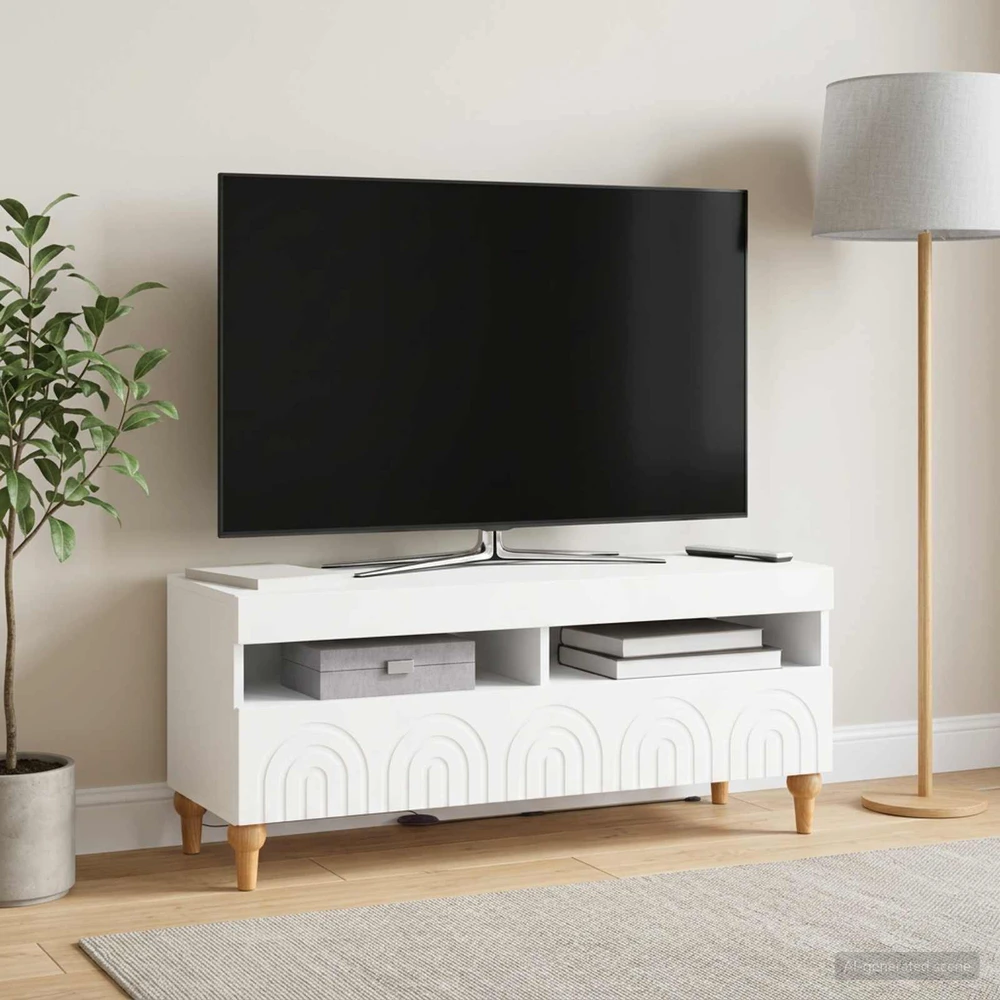 TV staliukas LED televizoriaus spintelė ALKMAAR 100 x 35 x 43 cm Balta