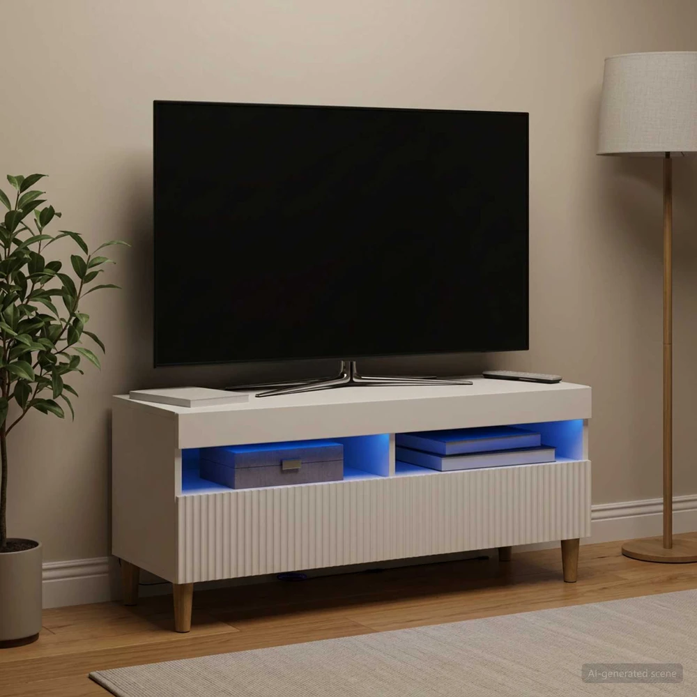 TV staliukas LED televizoriaus spintelė ARNHEM 100 x 35 x 43 cm Balta