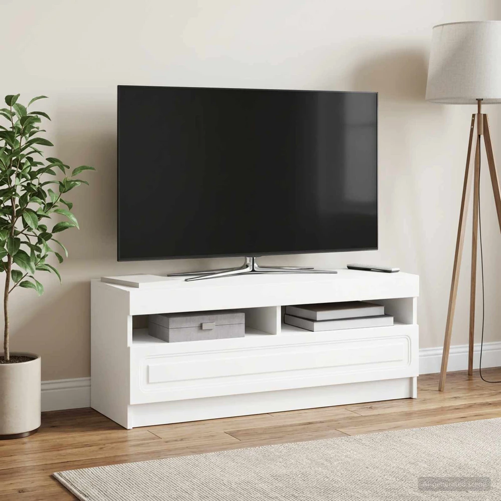 TV staliukas LED televizoriaus spintelė Balta Apdirbta mediena