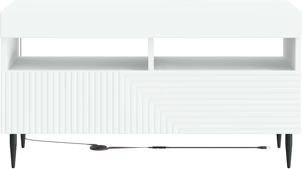 TV staliukas LED televizoriaus spintelė Balta Apdirbta mediena