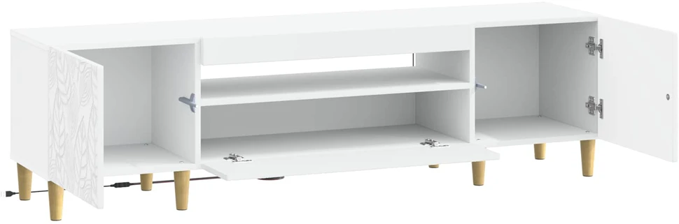 TV staliukas LED televizoriaus spintelė Balta Apdirbta mediena