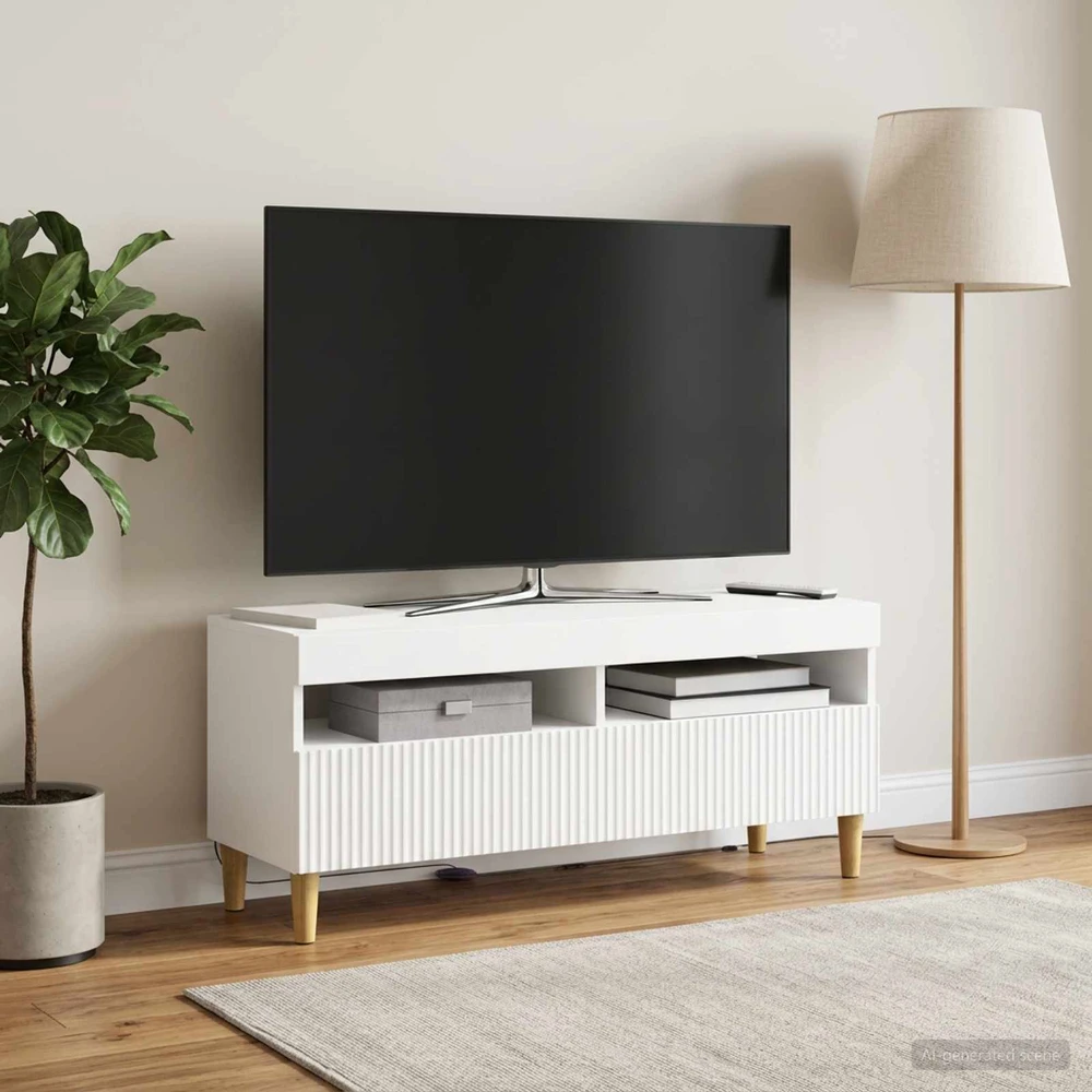 TV staliukas LED televizoriaus spintelė ARNHEM 100 x 35 x 43 cm Balta