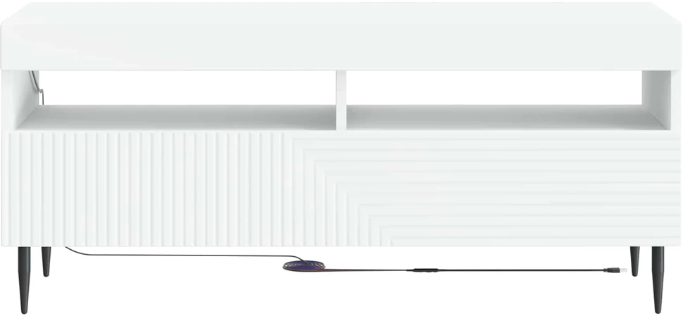 TV staliukas LED televizoriaus spintelė Balta Apdirbta mediena