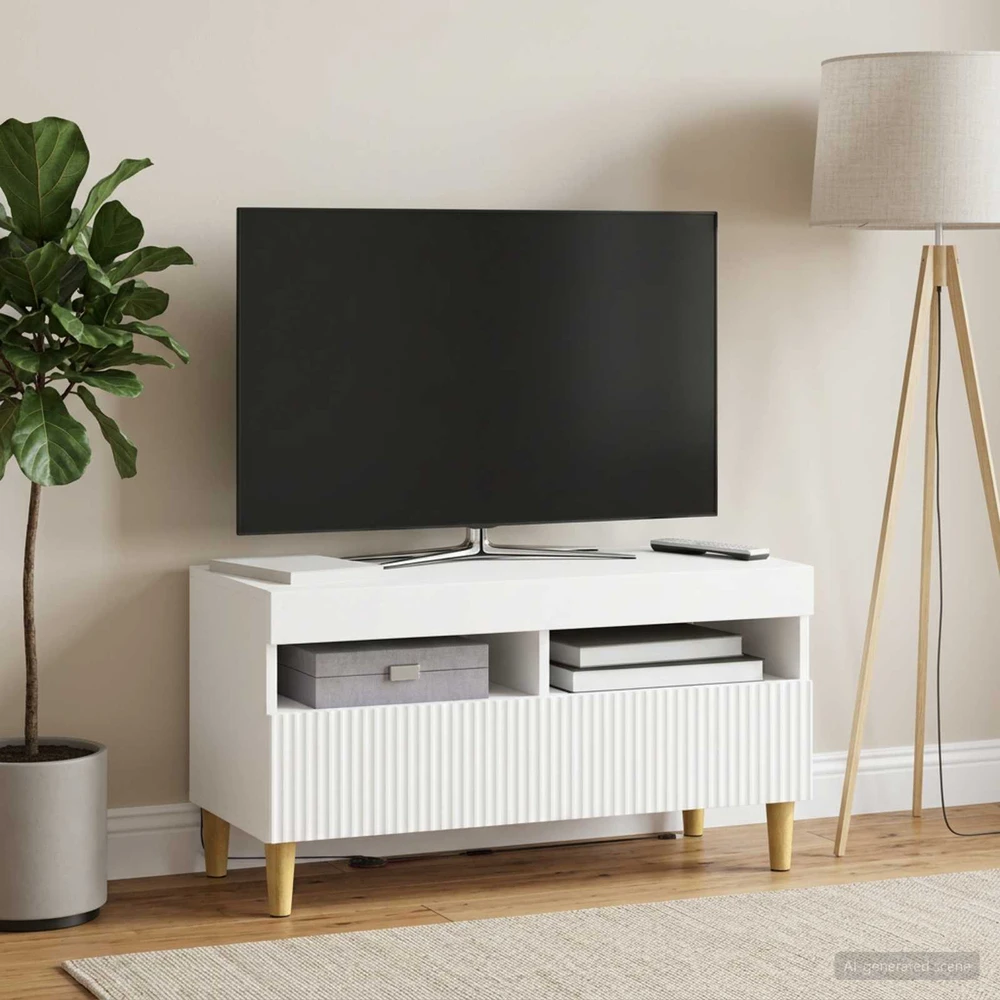 TV staliukas LED televizoriaus spintelė ARNHEM 81 x 35 x 43 cm Balta