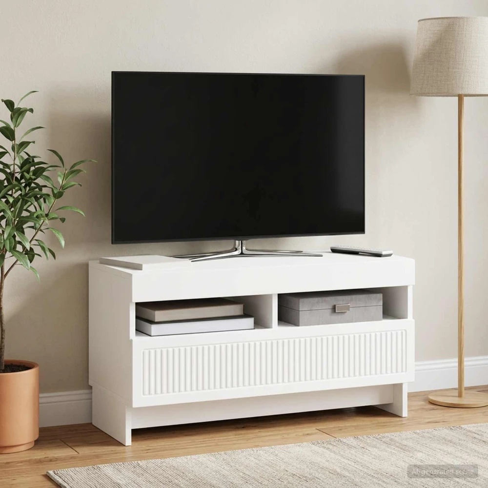 TV staliukas LED televizoriaus spintelė ALKMAAR 81 x 35 x 43 cm Balta