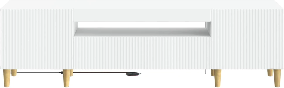 TV staliukas LED televizoriaus spintelė Balta Apdirbta mediena