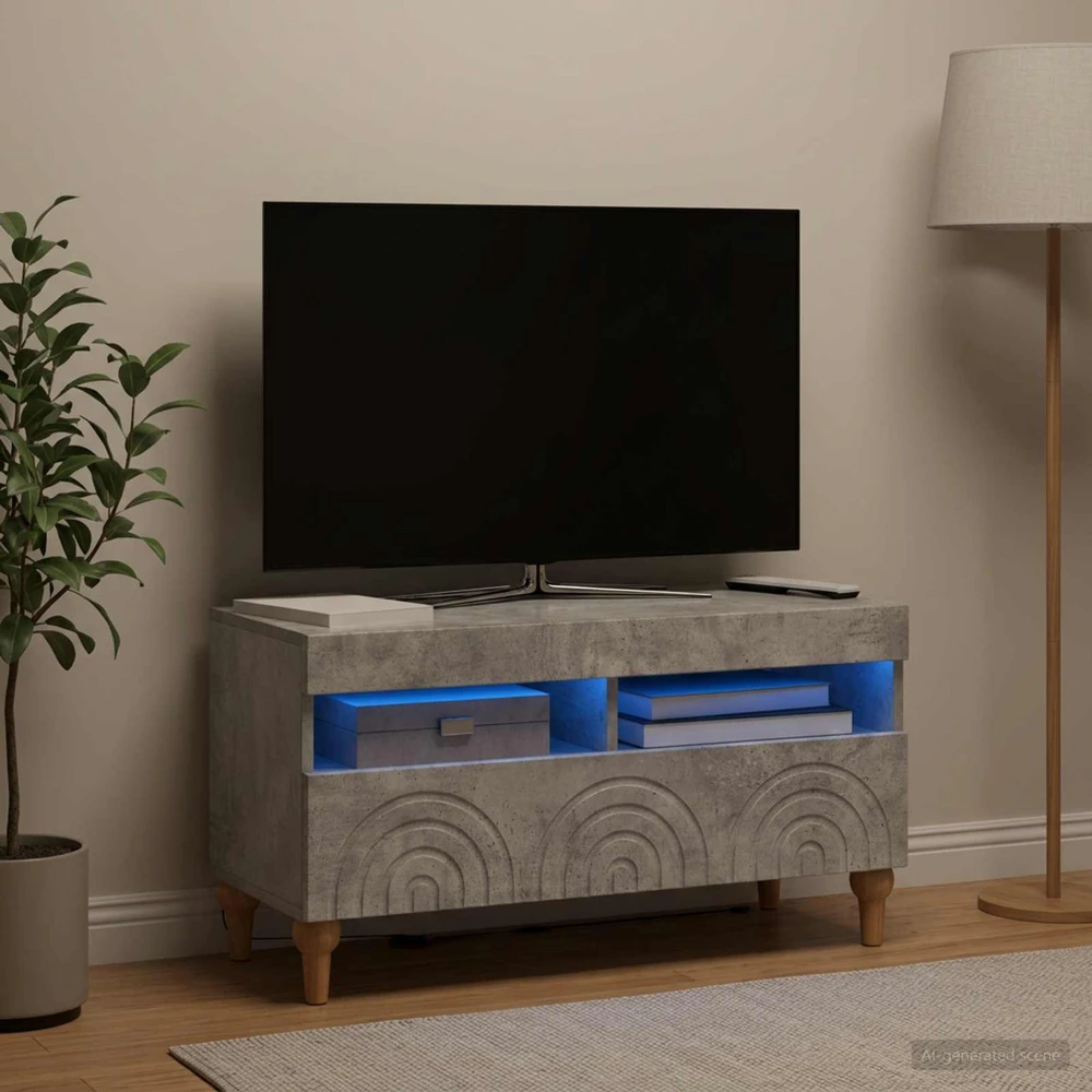 TV staliukas LED televizoriaus spintelė ALKMAAR 81 x 35 x 43 cm Betono pilka