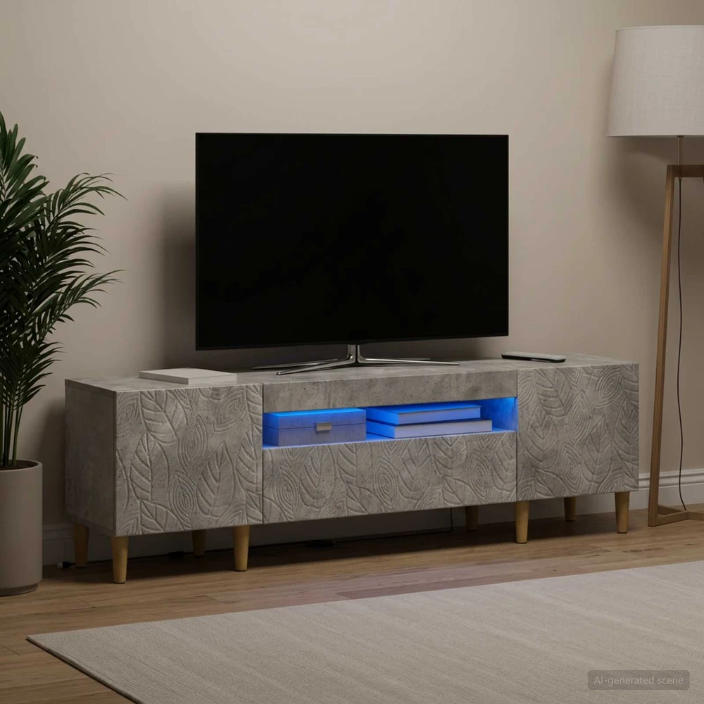 TV staliukas LED televizoriaus spintelė DELFT 153 x 35 x 43 cm Betono pilka