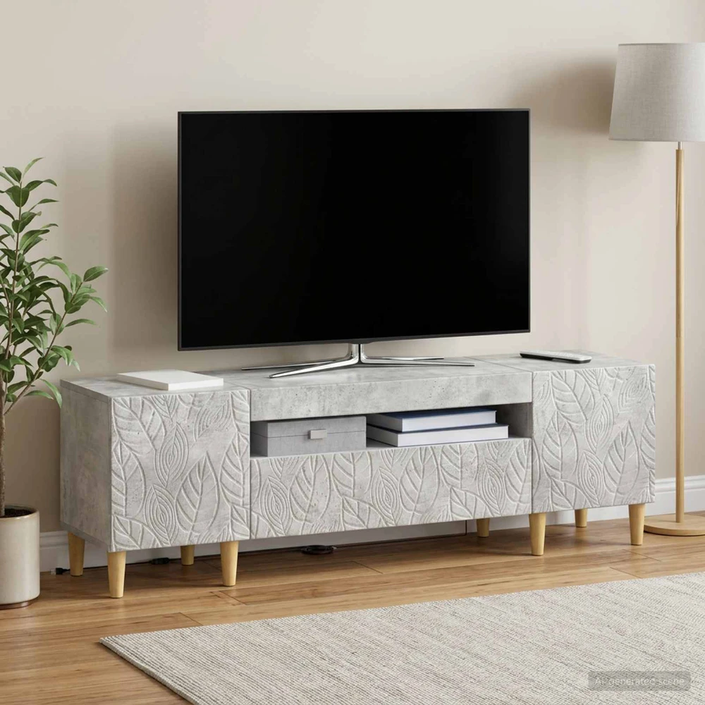 TV staliukas LED televizoriaus spintelė DELFT 153 x 35 x 43 cm Betono pilka