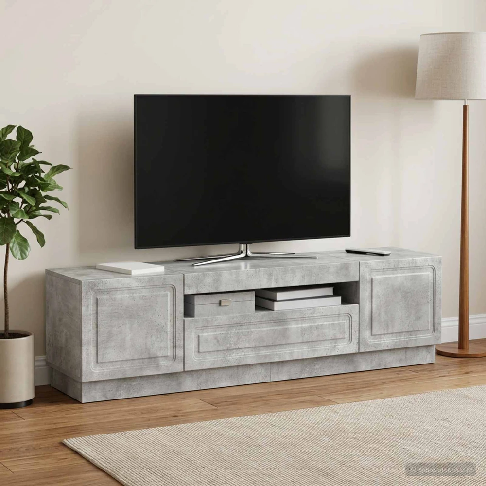 TV staliukas LED televizoriaus spintelė Betono pilka Apdirbta mediena