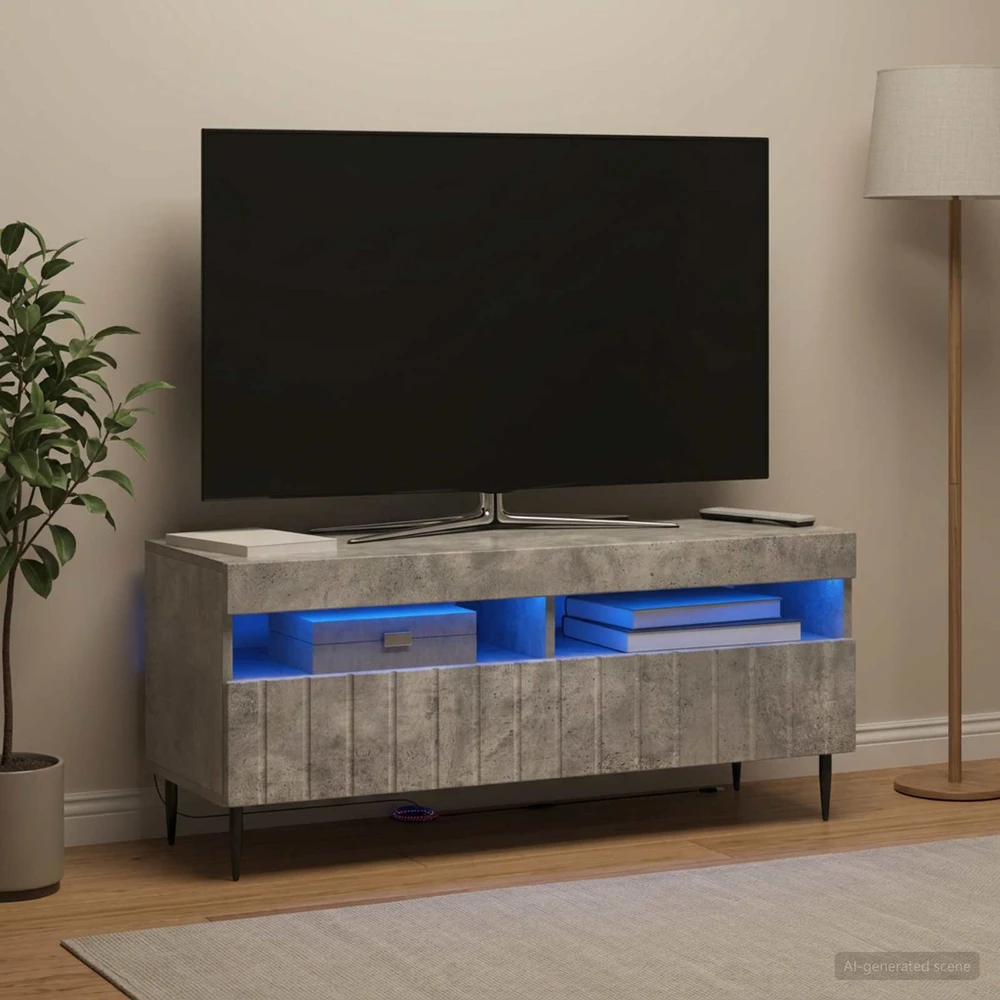 TV staliukas LED televizoriaus spintelė ZWOLLE 100 x 35 x 43 cm Betono pilka