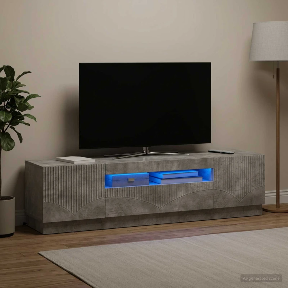 TV staliukas LED televizoriaus spintelė Betono pilka Apdirbta mediena