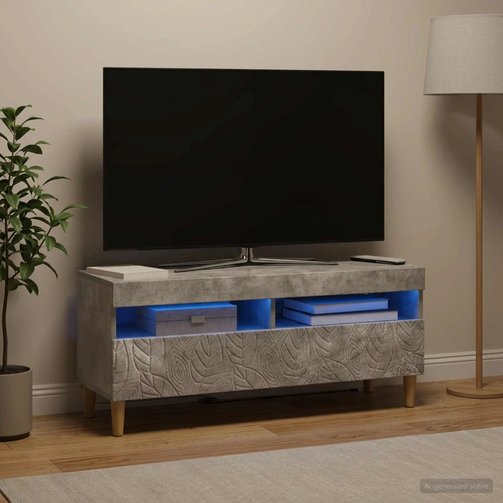 TV staliukas LED televizoriaus spintelė Betono pilka Apdirbta mediena