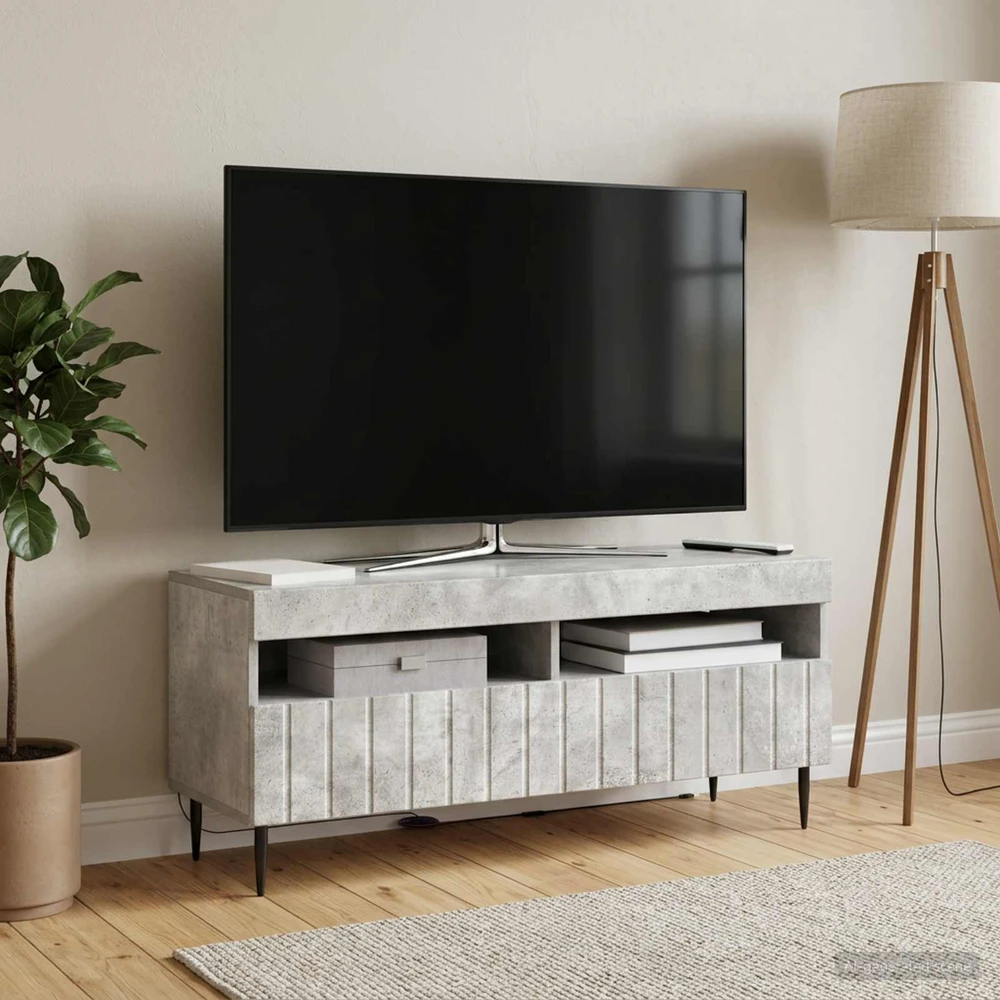 TV staliukas LED televizoriaus spintelė ZWOLLE 100 x 35 x 43 cm Betono pilka