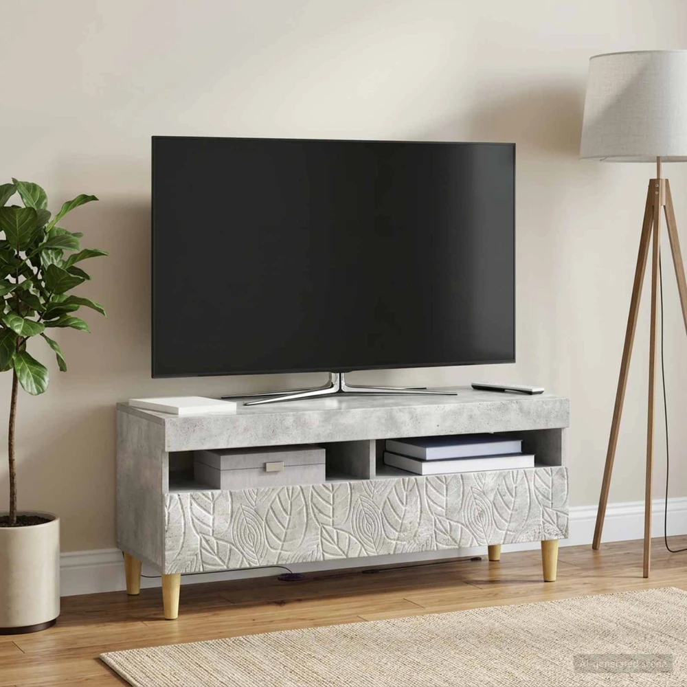 TV staliukas LED televizoriaus spintelė Betono pilka Apdirbta mediena