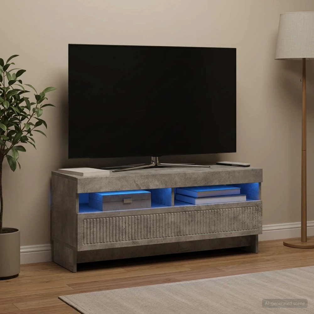TV staliukas LED televizoriaus spintelė EDE 100 x 35 x 43 cm Betono pilka