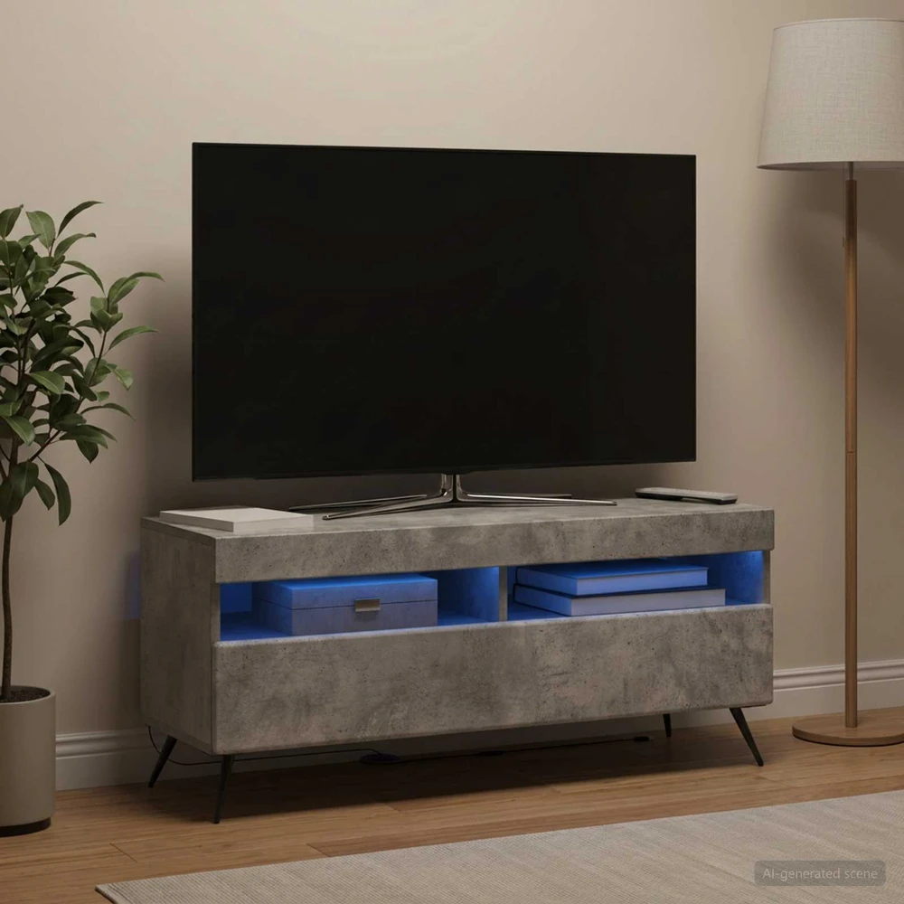 TV staliukas LED televizoriaus spintelė Betono pilka Apdirbta mediena
