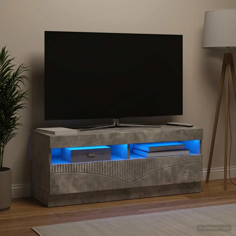 TV staliukas LED televizoriaus spintelė Betono pilka Apdirbta mediena