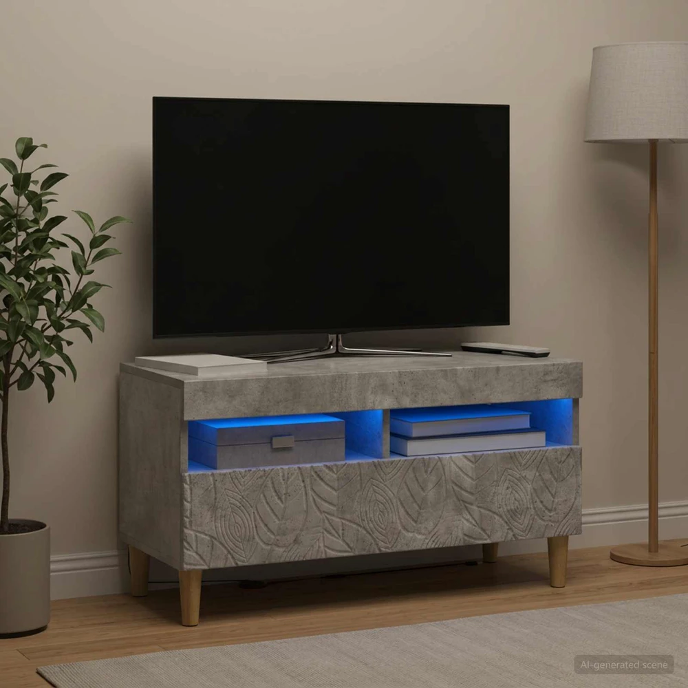 TV staliukas LED televizoriaus spintelė Betono pilka Apdirbta mediena