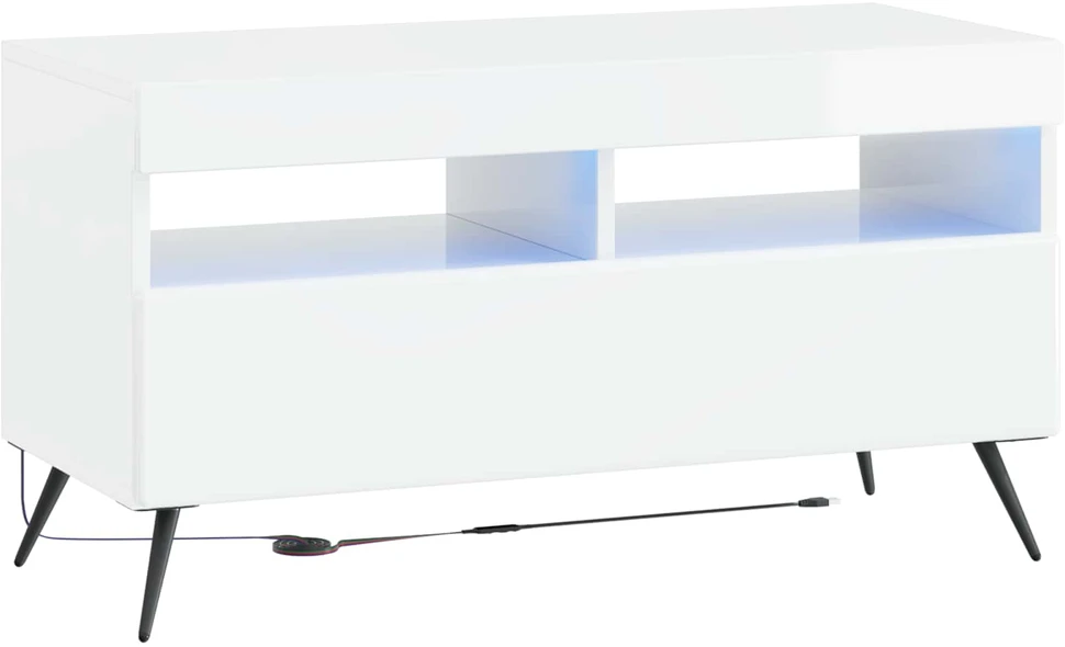 TV staliukas LED televizoriaus spintelė BREDA Itin blizgi balta