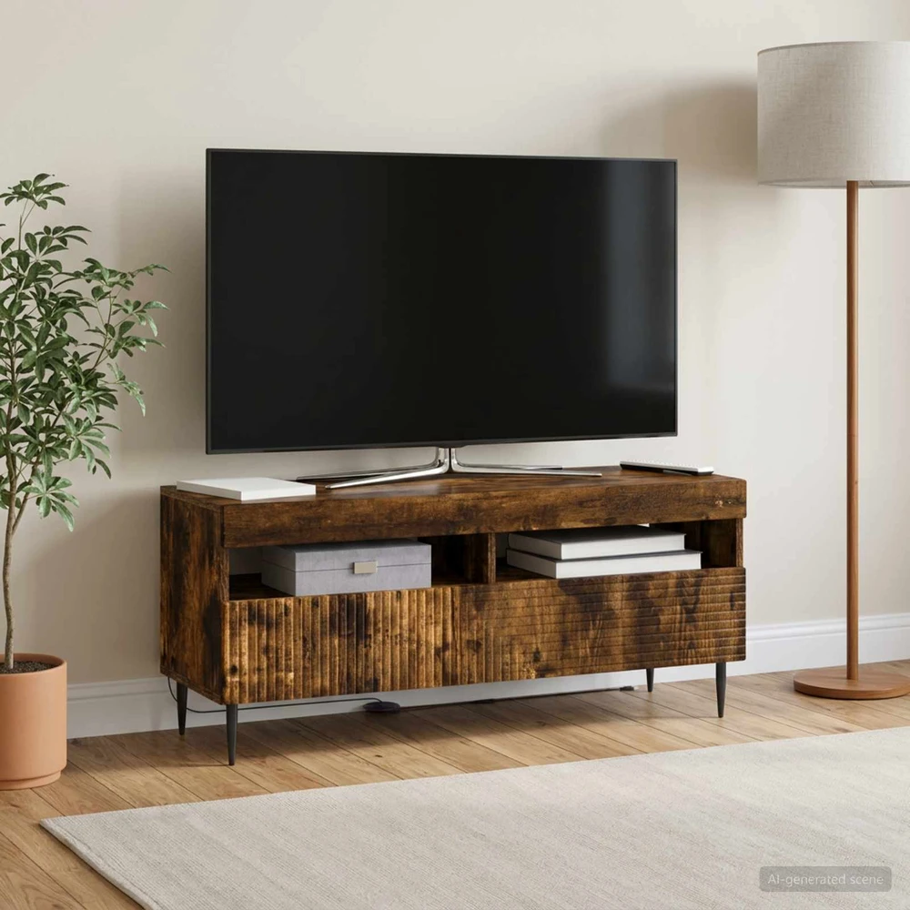 TV staliukas LED televizoriaus spintelė Dūminio ąžuolo Apdirbta mediena