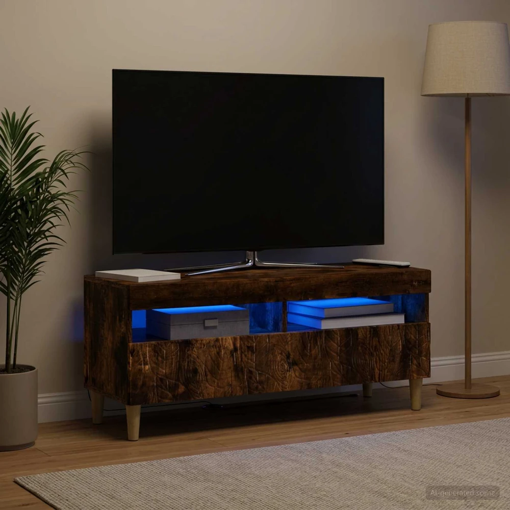 TV staliukas LED televizoriaus spintelė Dūminio ąžuolo Apdirbta mediena