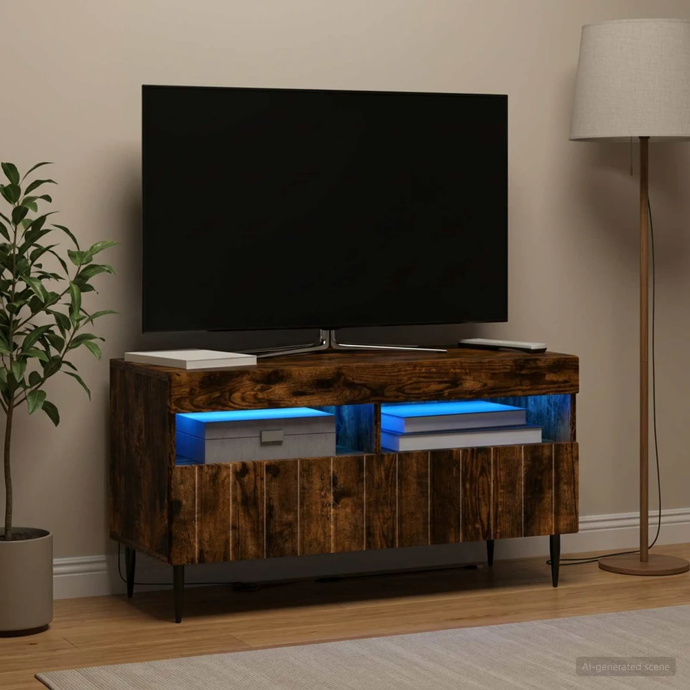 TV staliukas LED televizoriaus spintelė Dūminio ąžuolo Apdirbta mediena