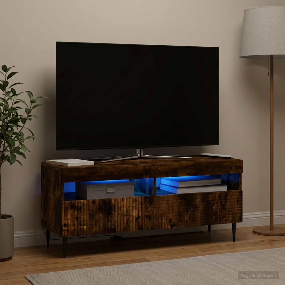 TV staliukas LED televizoriaus spintelė Dūminio ąžuolo Apdirbta mediena