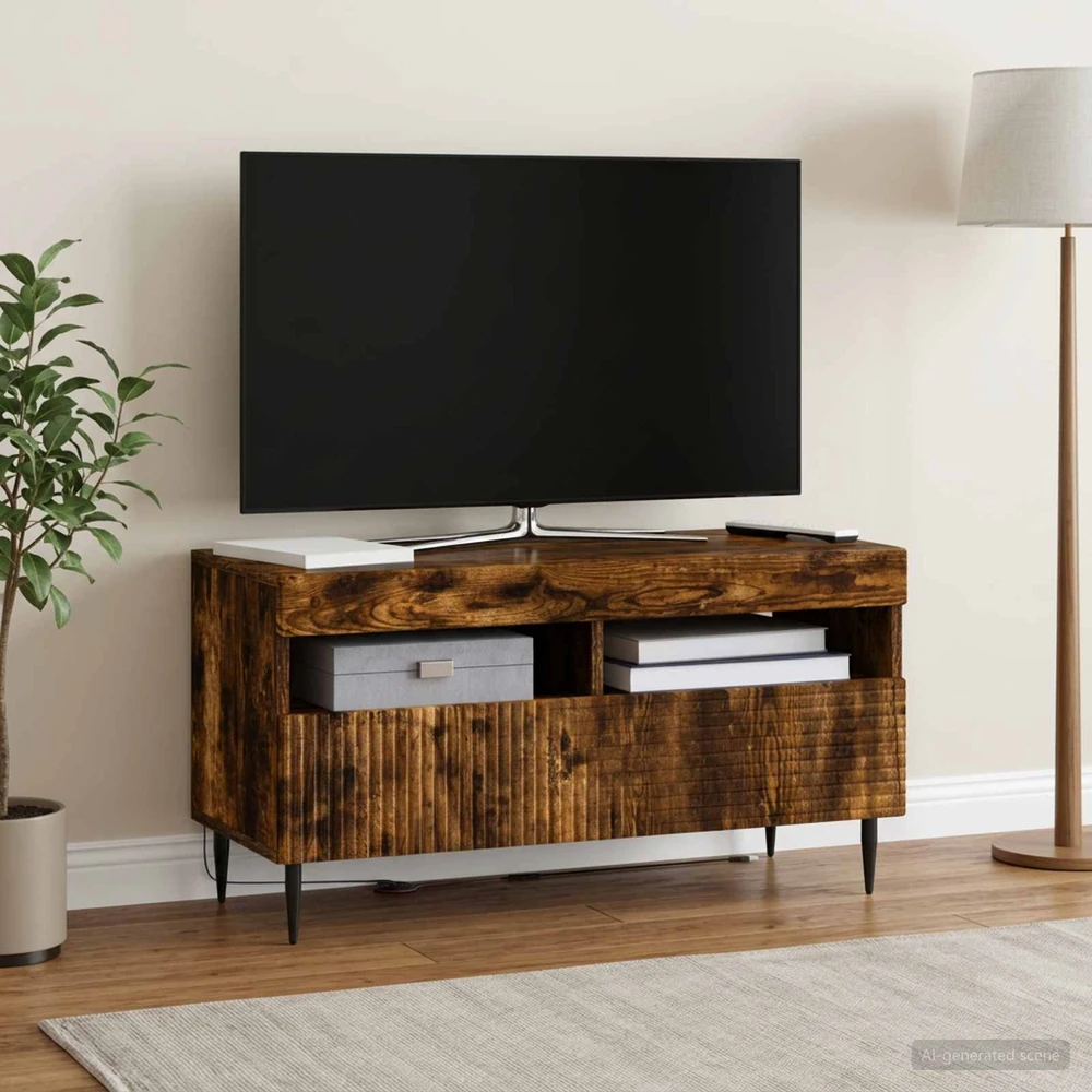 TV staliukas LED televizoriaus spintelė Dūminio ąžuolo Apdirbta mediena