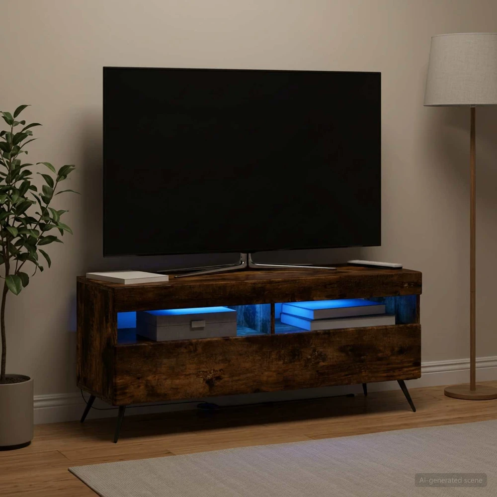 TV staliukas LED televizoriaus spintelė Dūminio ąžuolo Apdirbta mediena