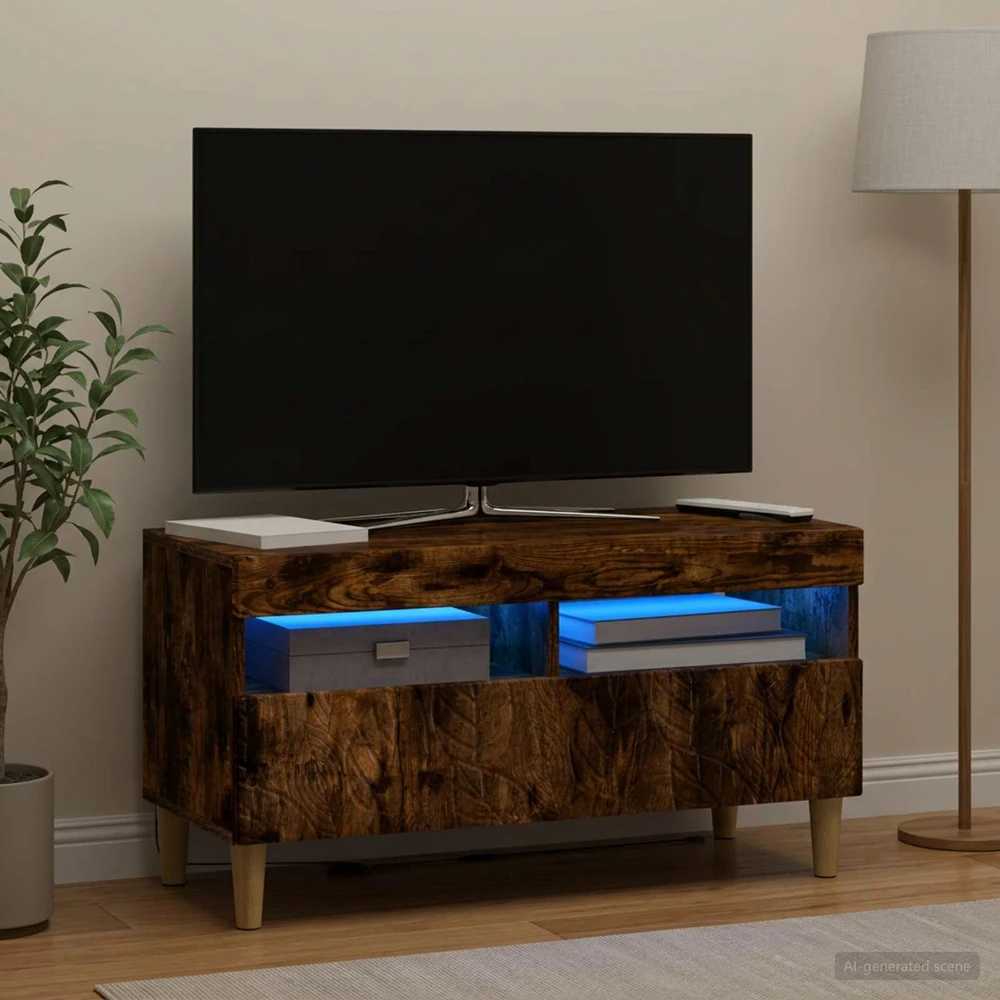 TV staliukas LED televizoriaus spintelė Dūminio ąžuolo Apdirbta mediena