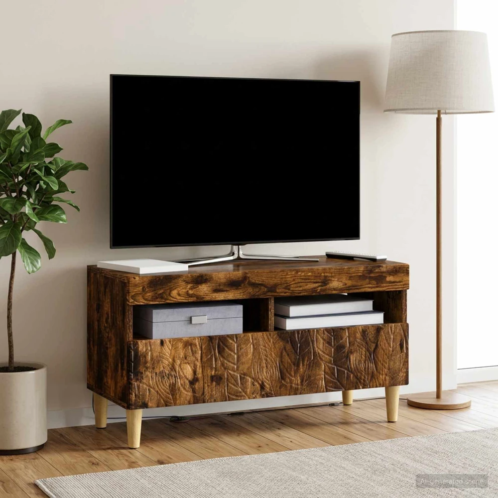 TV staliukas LED televizoriaus spintelė Dūminio ąžuolo Apdirbta mediena