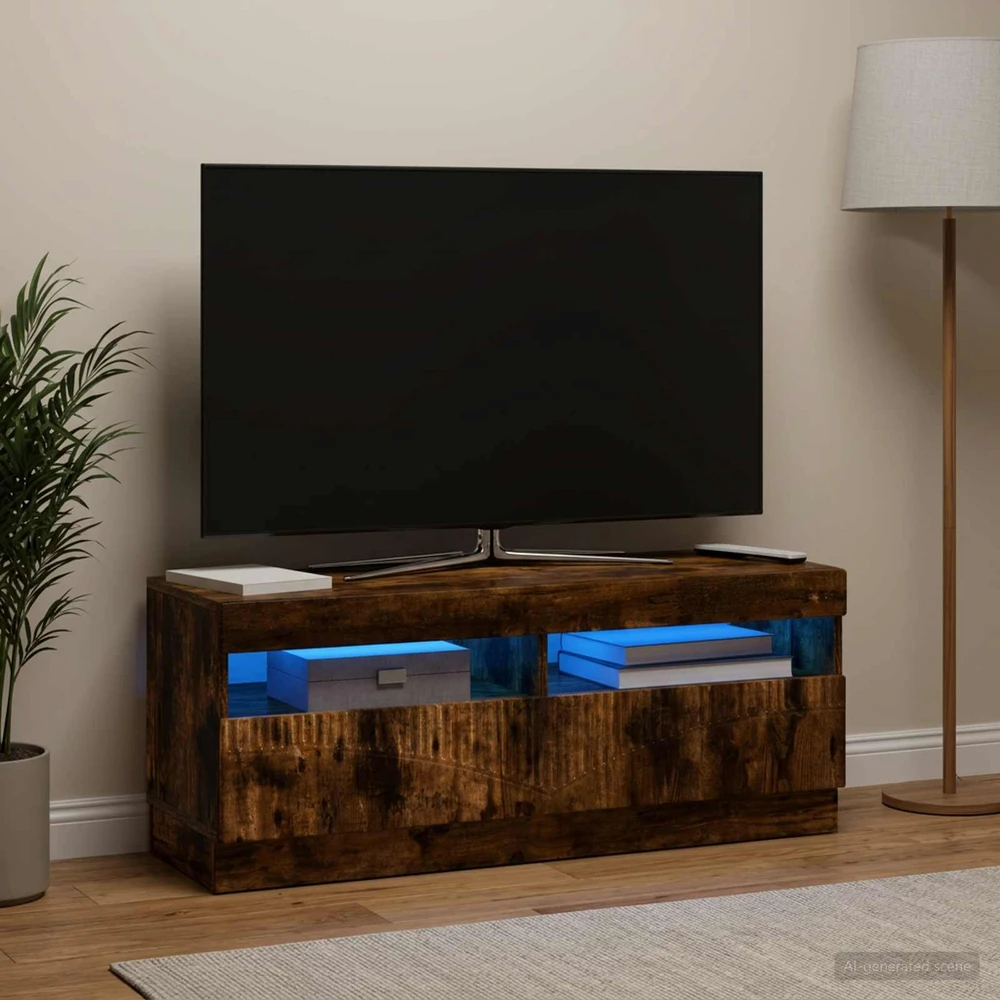 TV staliukas LED televizoriaus spintelė Dūminio ąžuolo Apdirbta mediena