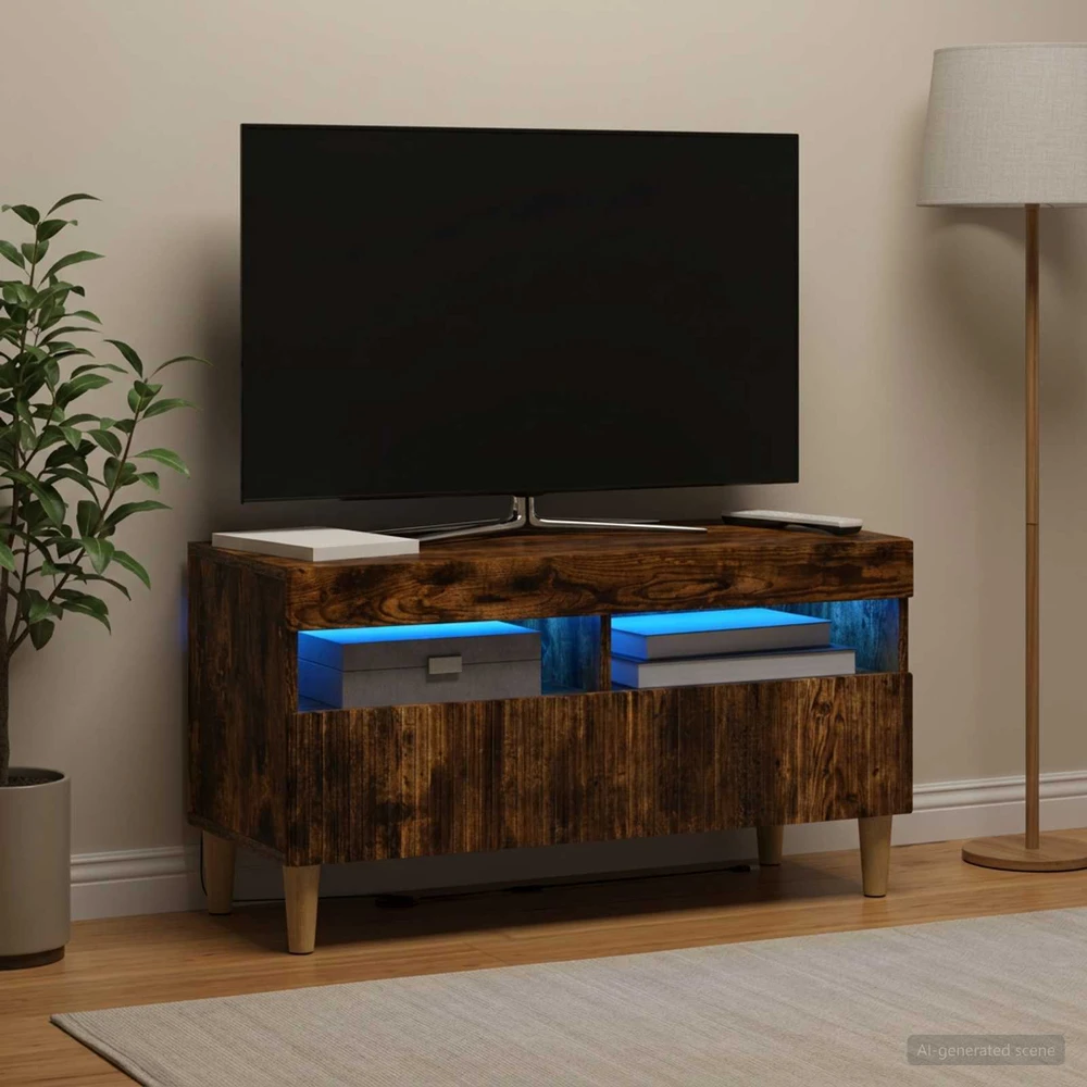 TV staliukas LED televizoriaus spintelė Dūminio ąžuolo Apdirbta mediena
