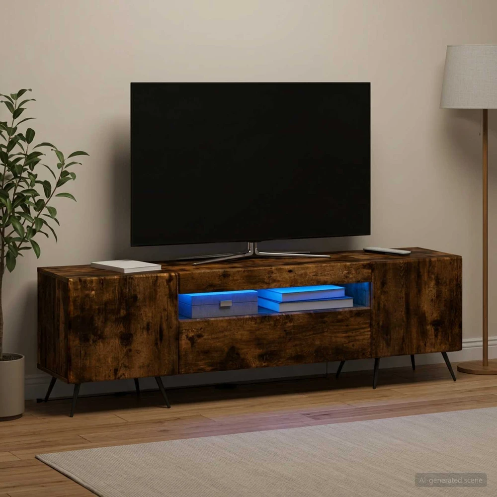 TV staliukas LED televizoriaus spintelė Dūminio ąžuolo Apdirbta mediena