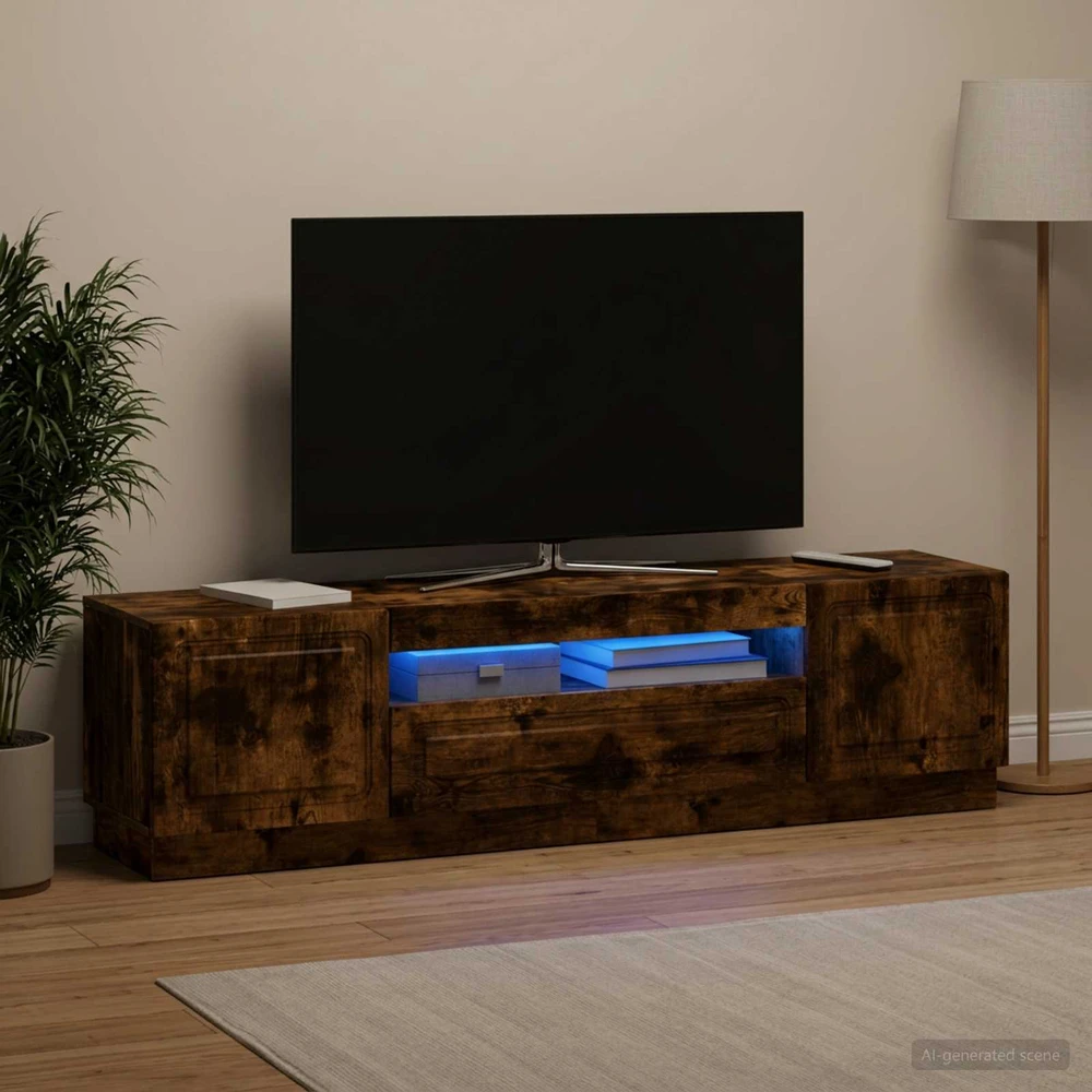 TV staliukas LED televizoriaus spintelė Dūminio ąžuolo Apdirbta mediena
