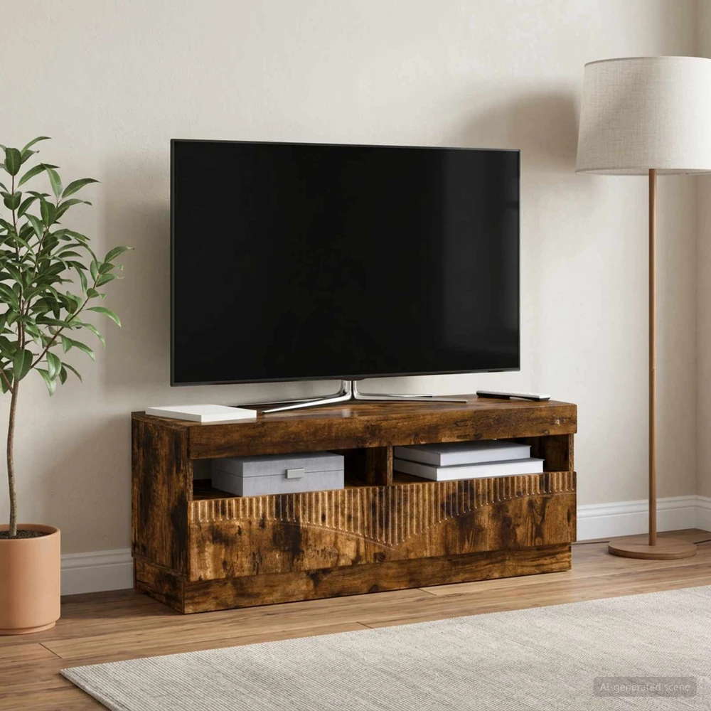 TV staliukas LED televizoriaus spintelė Dūminio ąžuolo Apdirbta mediena